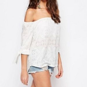 Seafolly Off the Shoulder White Top Size XS